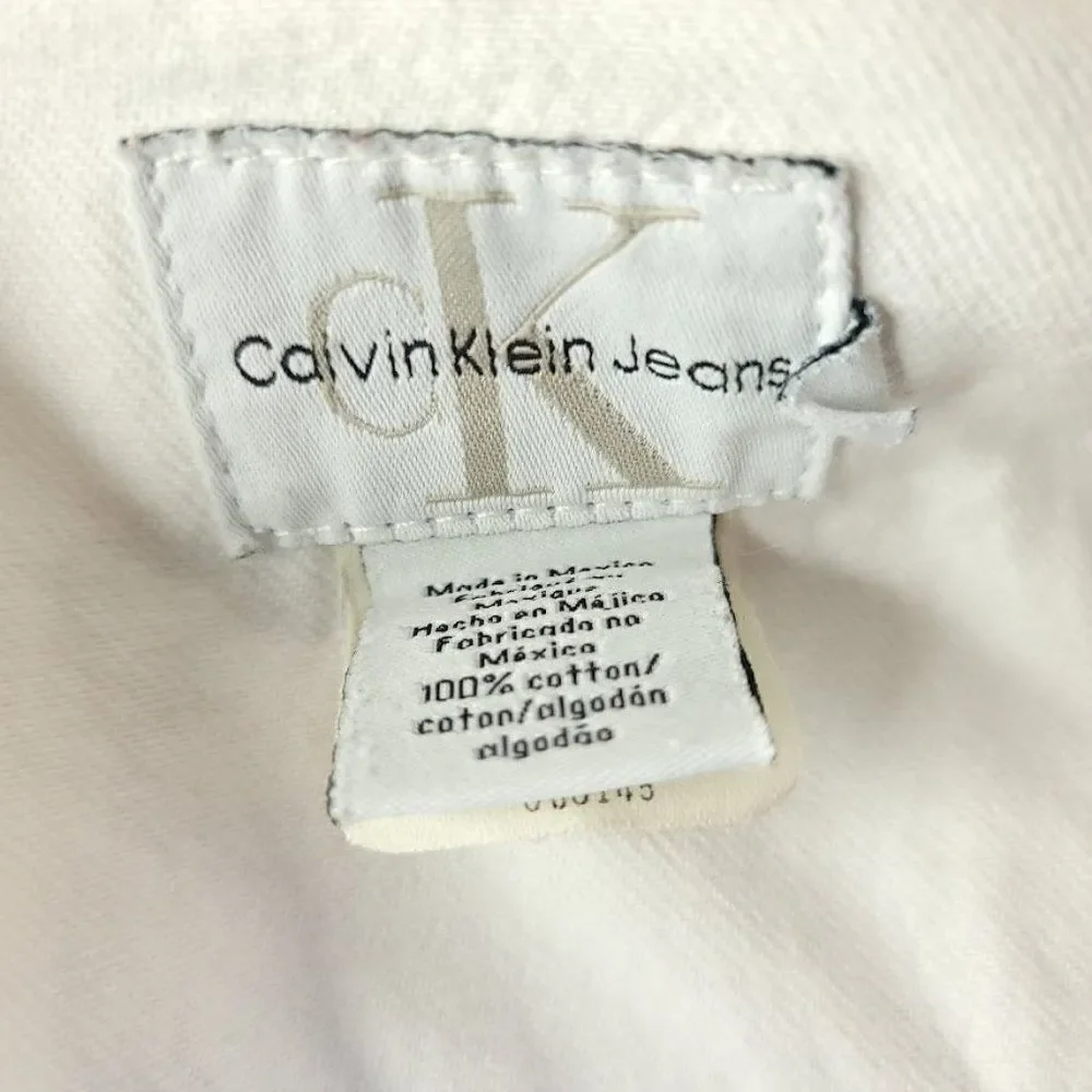 Calvin Klein Jeans Denim Trucker Jacket Vintage 90s White Mens Size Medium